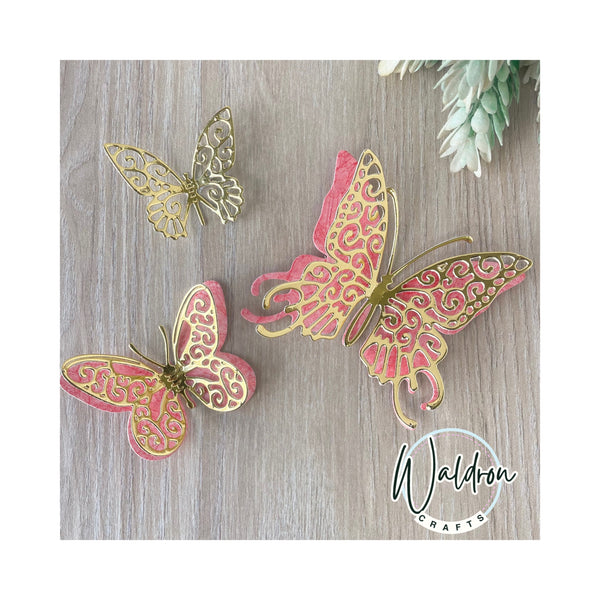 Butterfly die+background x 3