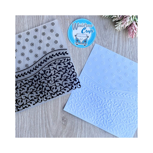 Embossing Folder Flowers + Arabesques